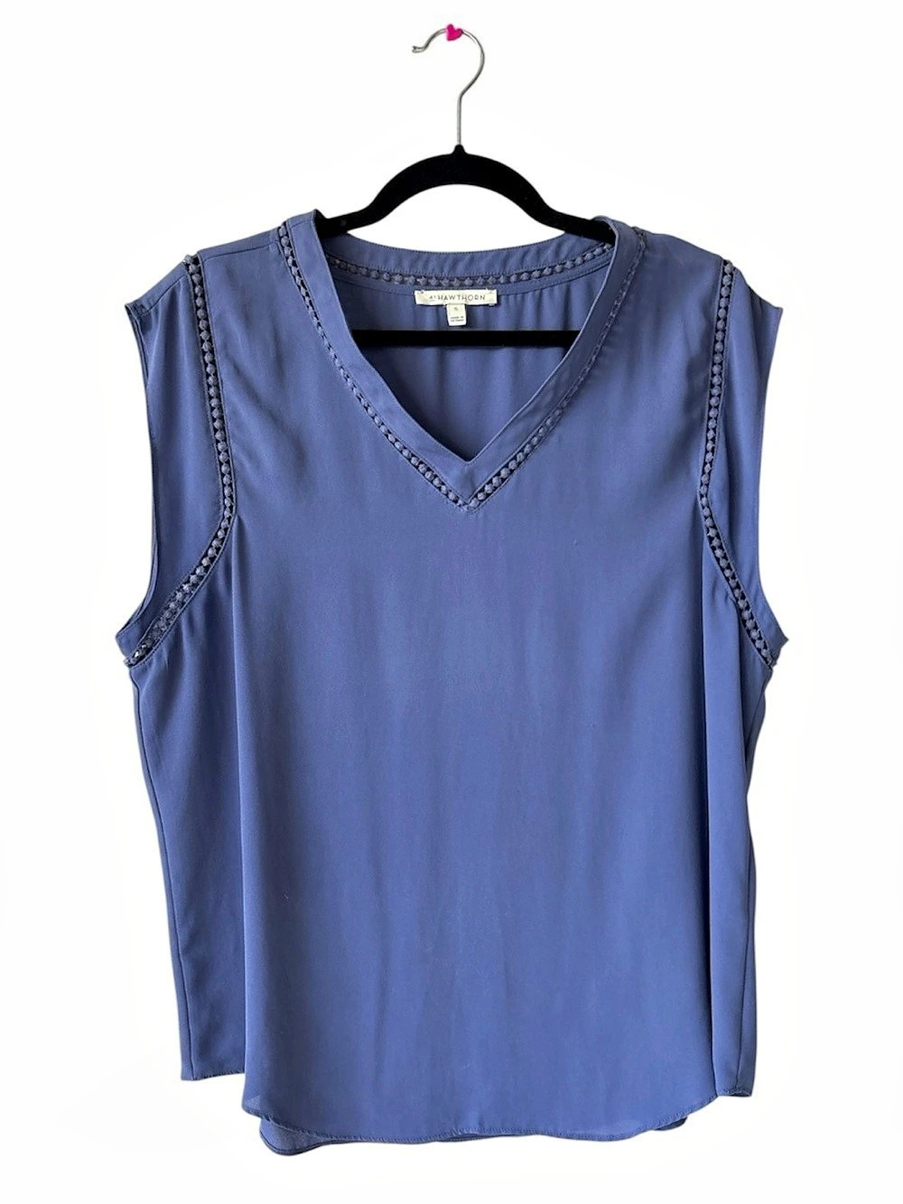 41 Hawthorn | Blue Sleeveless V-Neck Blouse | XL